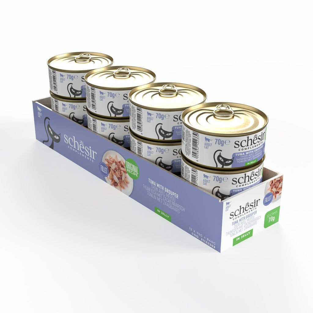 Schesir Complements Cat Wet Food in Jelly Can- Tuna With Grouper 70g