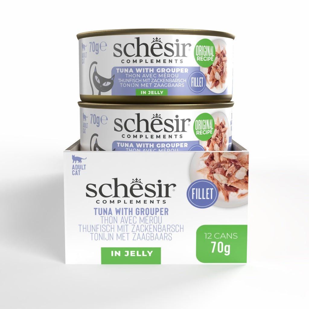 Schesir Complements Cat Wet Food in Jelly Can- Tuna With Grouper 70g