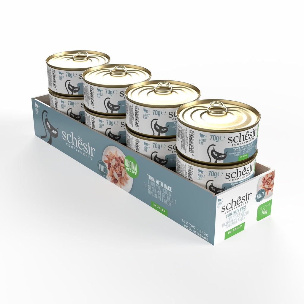 Schesir Complements Cat Wet Food in Jelly Can- Tuna With Hake 70g