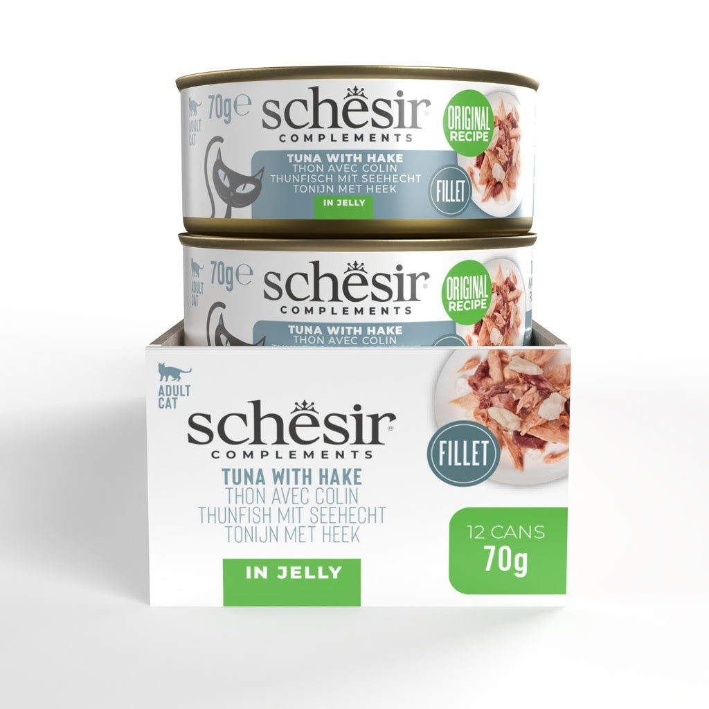 Schesir Complements Cat Wet Food in Jelly Can- Tuna With Hake 70g