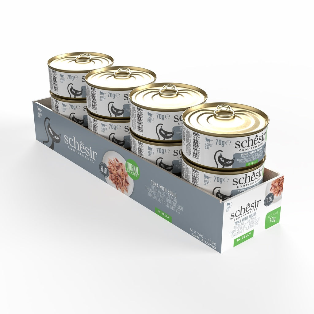 Schesir Complements Cat Wet Food in Jelly Can- Tuna With Squid 70g