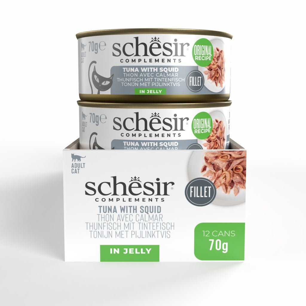 Schesir Complements Cat Wet Food in Jelly Can- Tuna With Squid 70g
