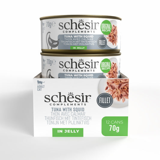 Schesir Complements Cat Wet Food in Jelly Can- Tuna With Squid 70g