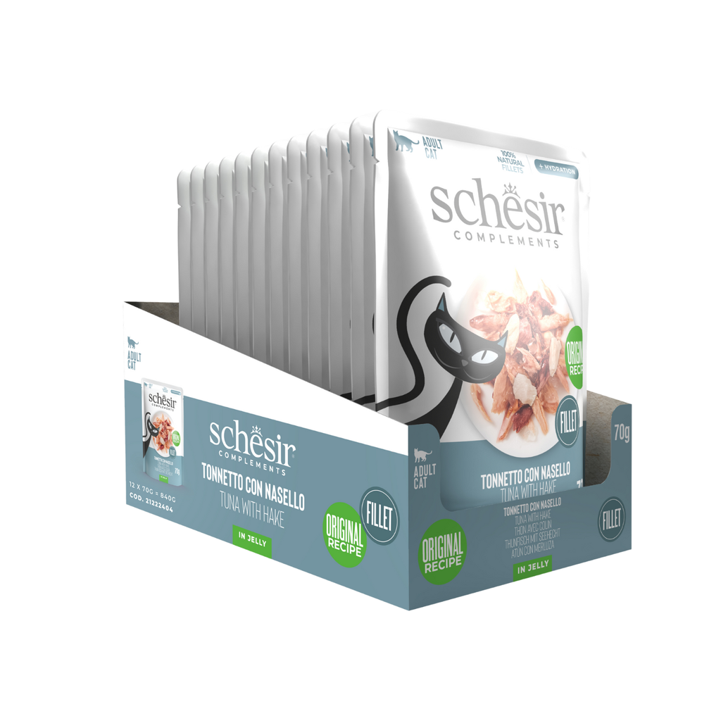 Schesir Complements Cat Wet Food in Jelly Pouch- Tuna With Hake 70g