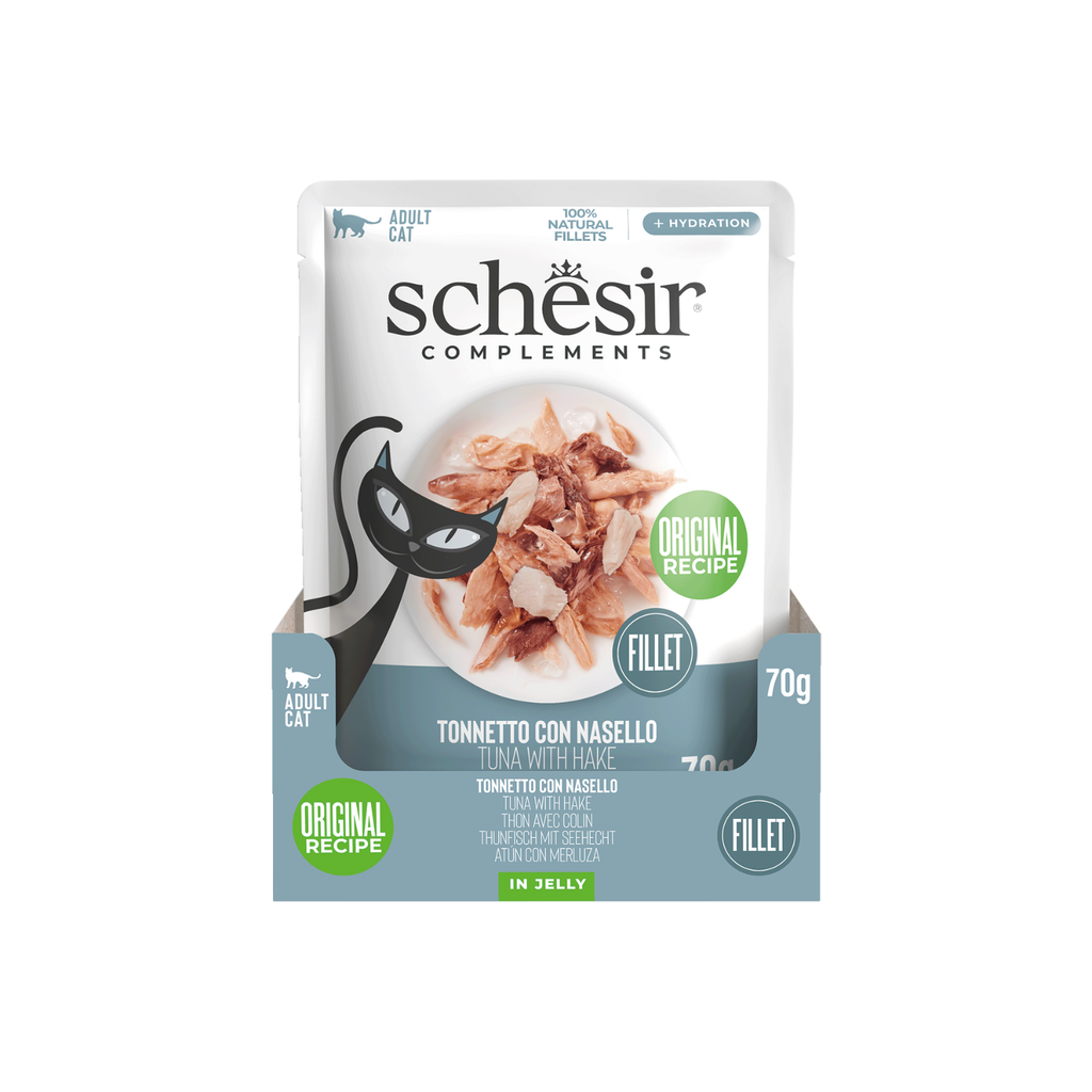 Schesir Complements Cat Wet Food in Jelly Pouch- Tuna With Hake 70g