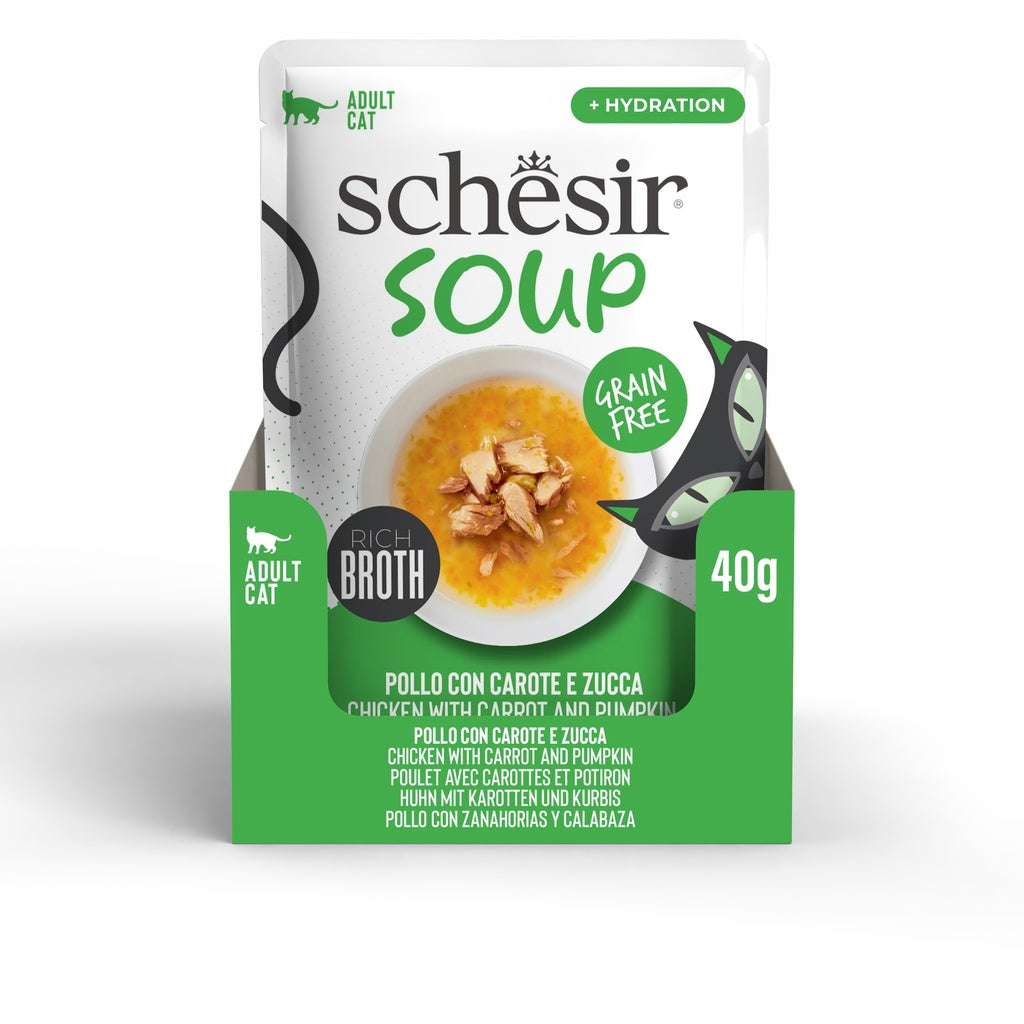 Schesir Soup Cat Wet Food in Soup Pouch-Chicken With pumpkin 40g