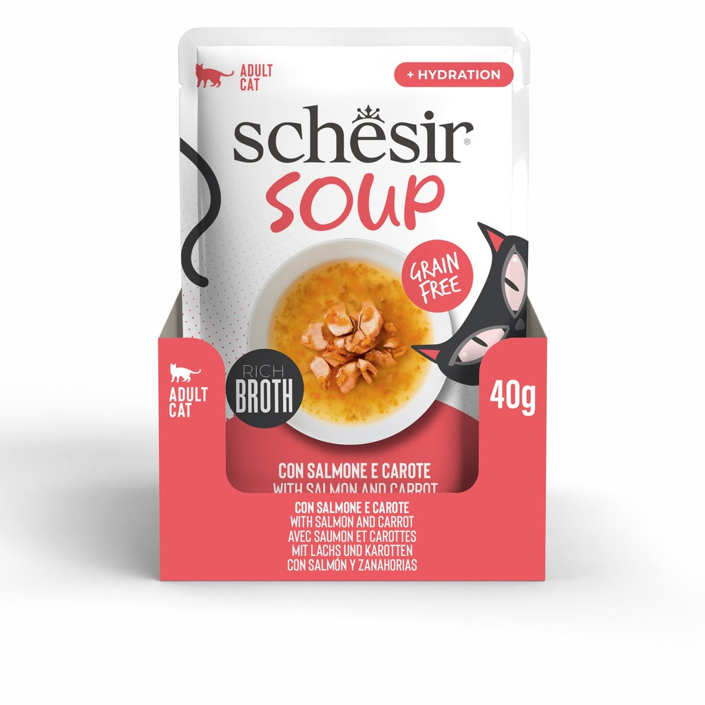 Schesir Soup Cat Wet Food in Soup Pouch-Salmon With Carrot 40g