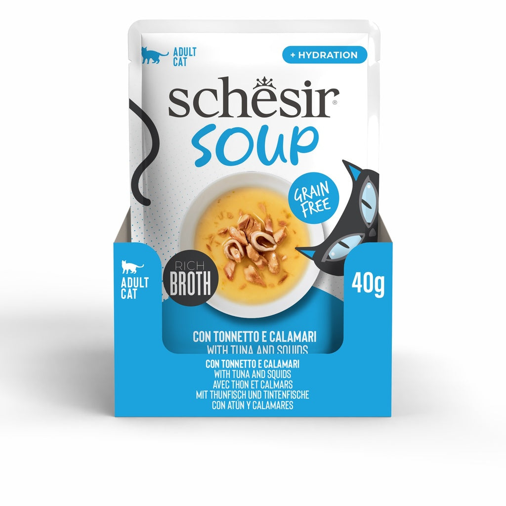 Schesir Soup Cat Wet Food in Soup Pouch-Tuna With Squid 40g