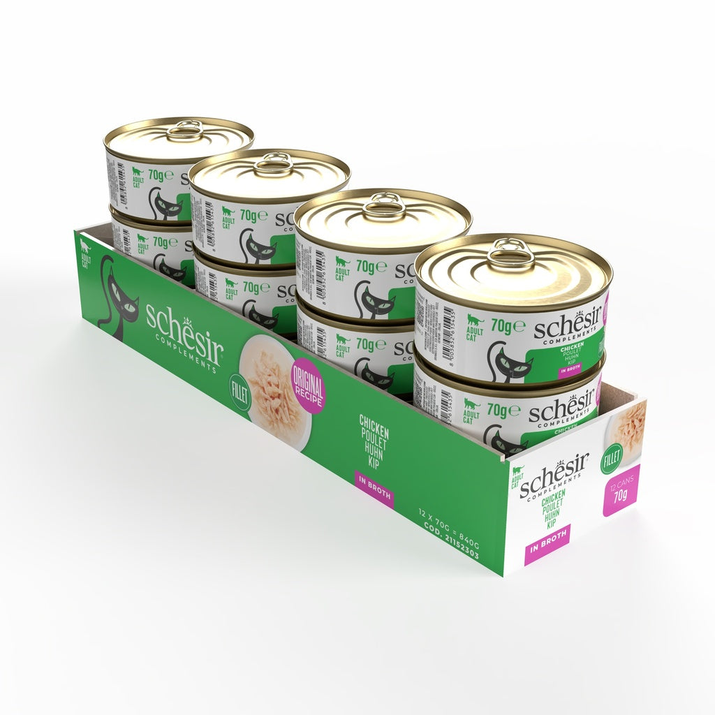 Schesir Wet Cat Food In Broth Can-Chicken 70g
