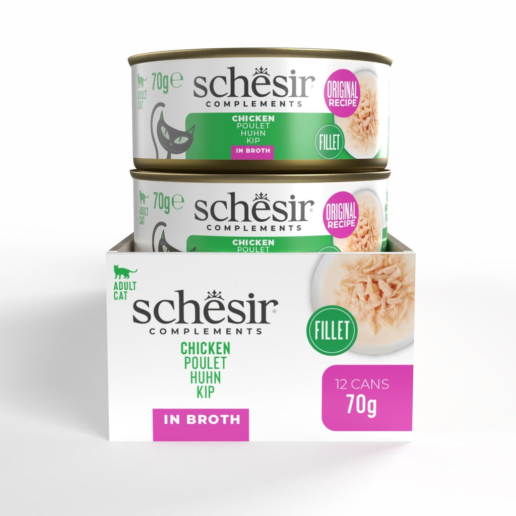 Schesir Wet Cat Food In Broth Can-Chicken 70g