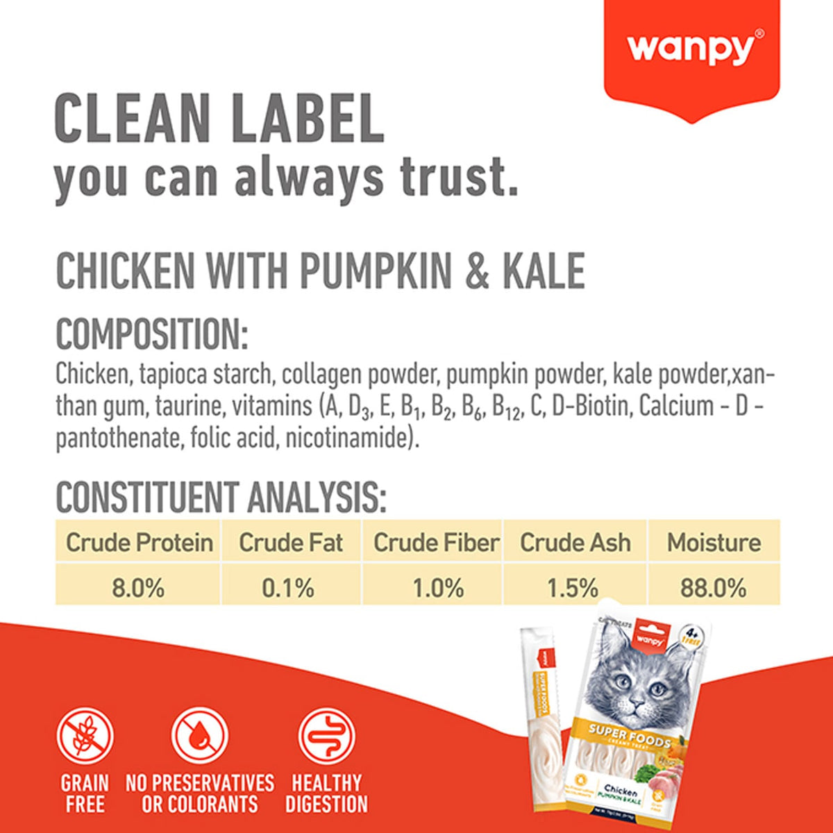 Wanpy Superfoods Creamy Treat For Cat Chicken With Pumpkin & Kale