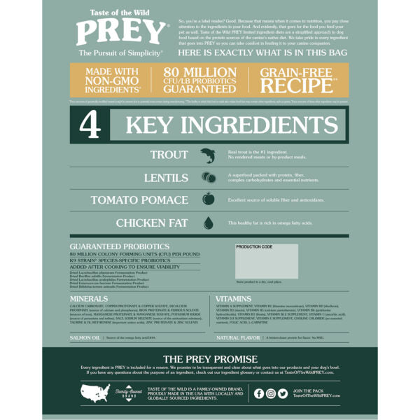 Taste of the Wild PREY Trout Limited Ingredient Formula for Dogs