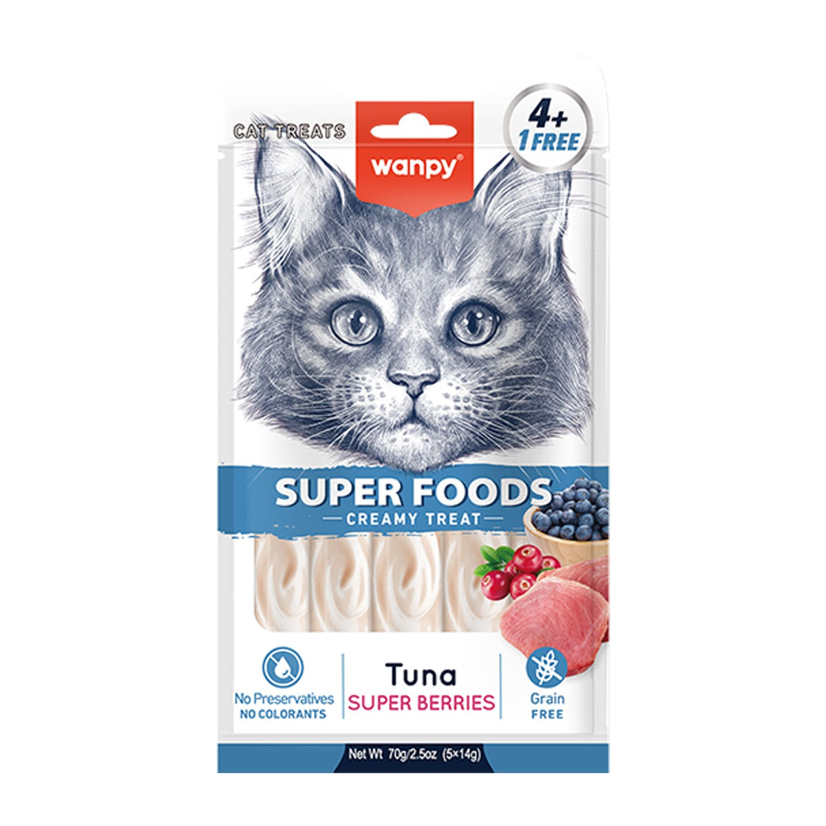 Wanpy Superfoods Creamy Treat For Cat Tuna With Super Berries 70g