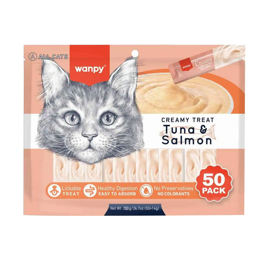 Wanpy Creamy Lickable Cat Treats - Tuna & Salmon - 50P