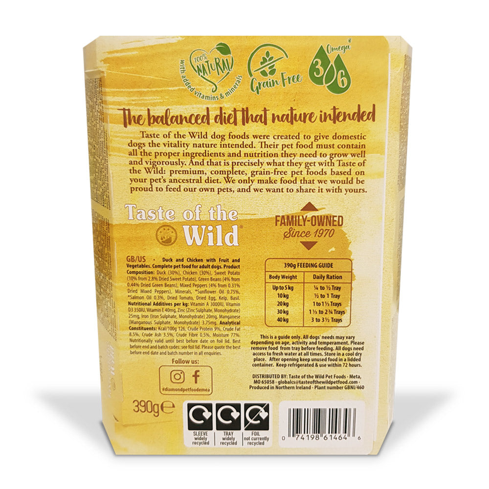 Taste of the Wild Wet Food Duck Fruit & Veg Tray 390g
