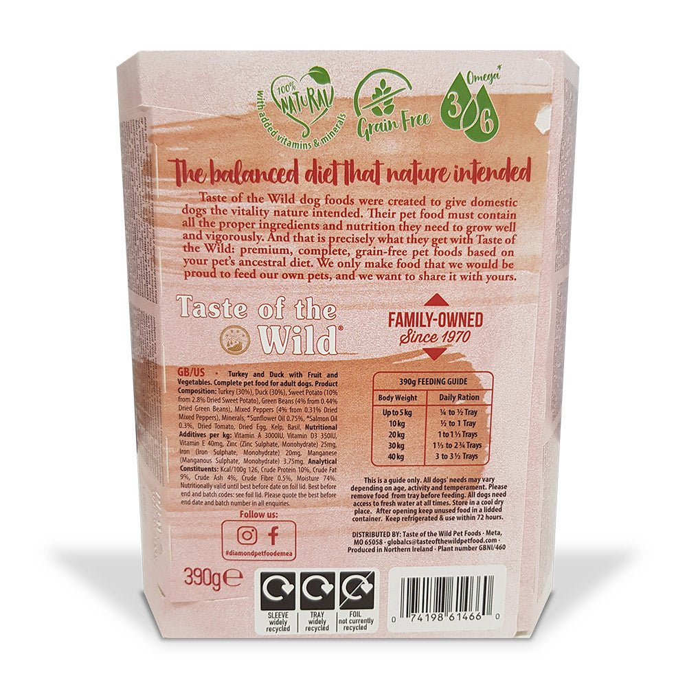 Taste of the Wild Wet Food Turkey Fruit & Veg Tray 390g