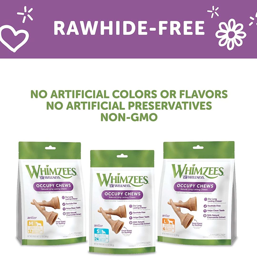 Whimzees Occupy Antler Natural Dental Chews for Dogs - Medium (12pc)