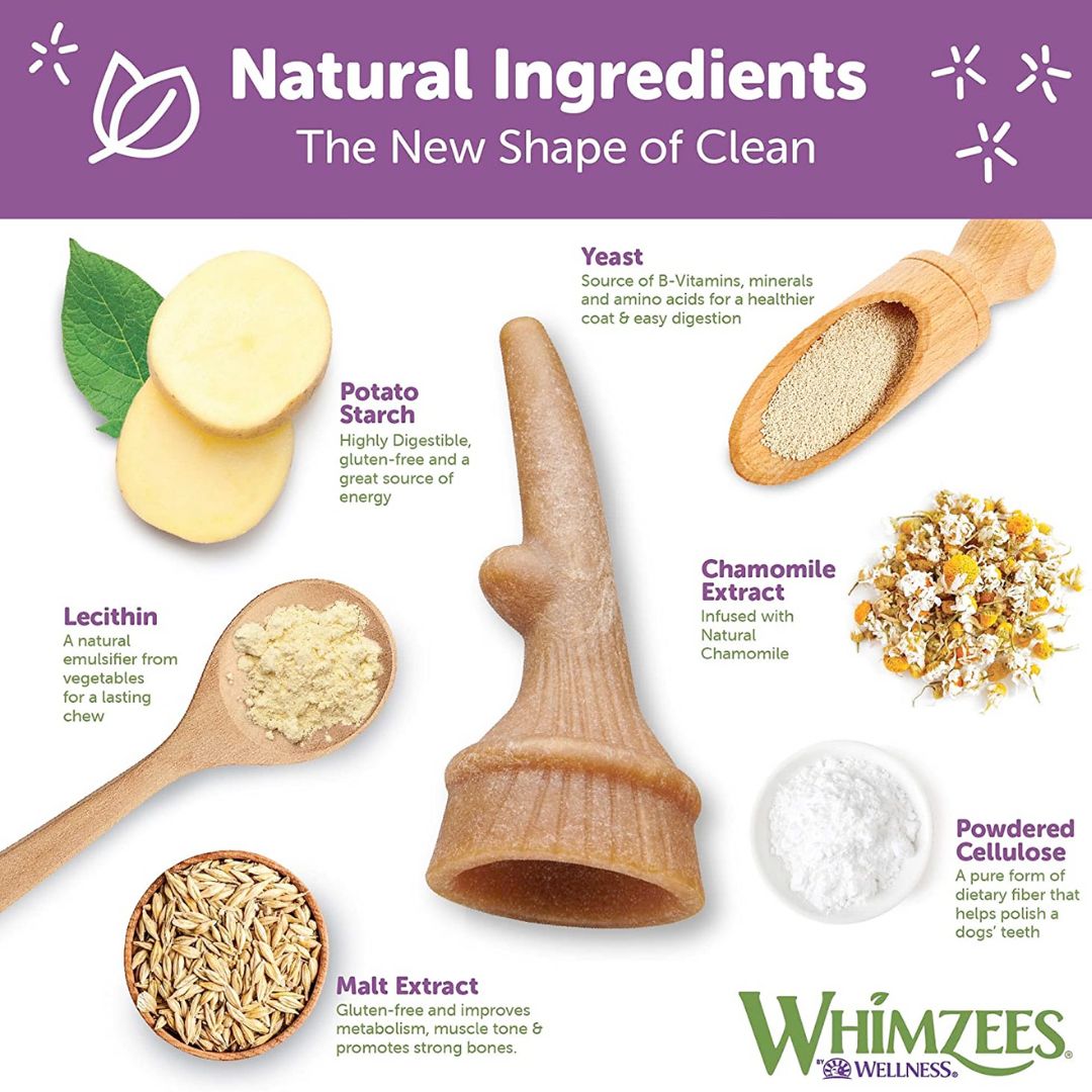 Whimzees Occupy Antler Natural Dental Chews for Dogs - Large (6pc)