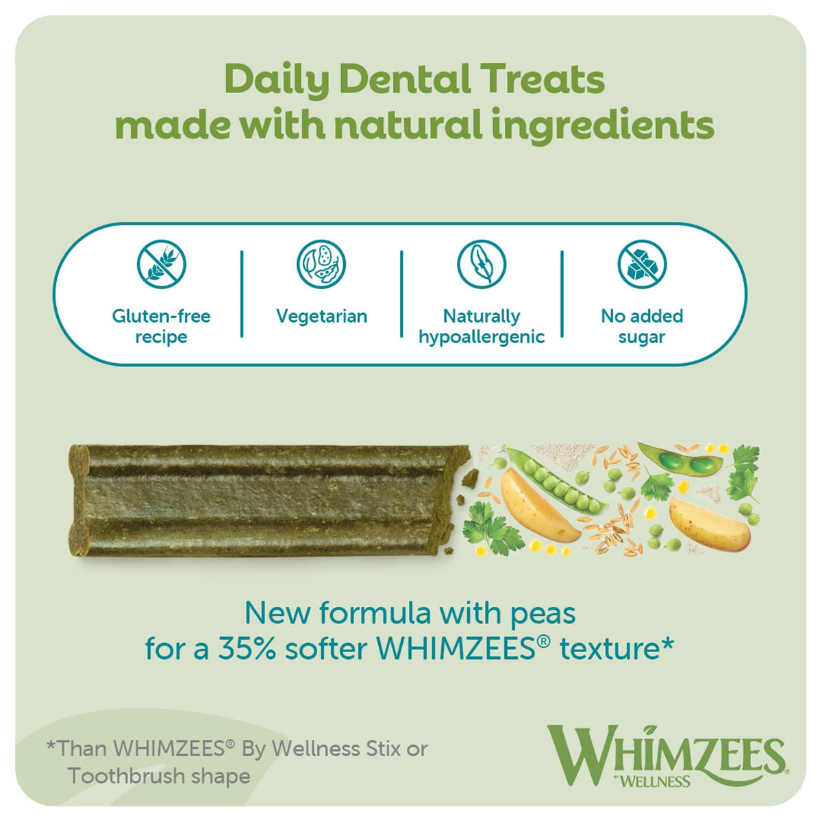 Whimzees Soft Daily Dental Dog Treats Value Bag - Small (28 pcs)
