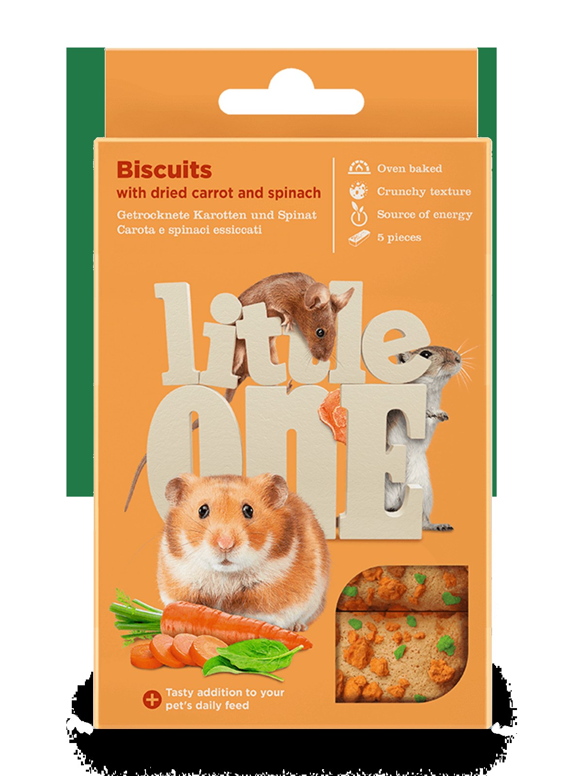 Little One Biscuits with dried carrot and spinach for small animals 5x7g