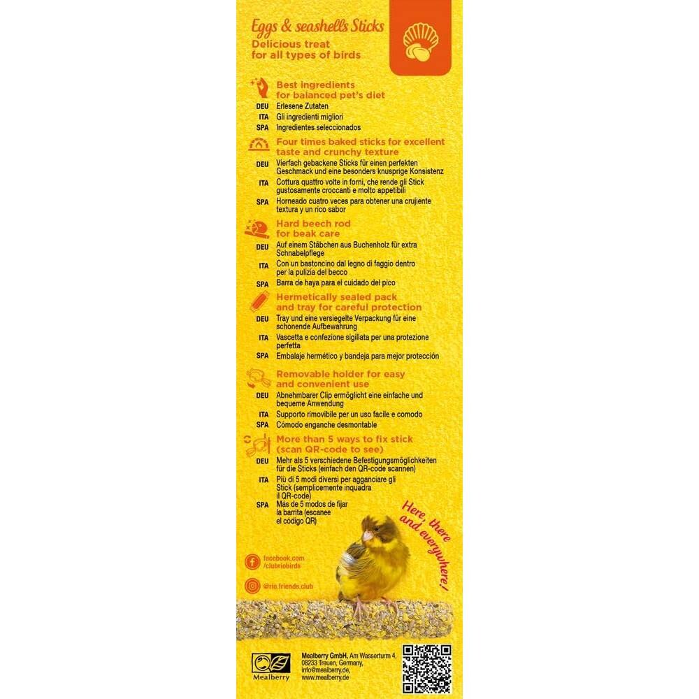 RIO Sticks for all types of birds with eggs and seashells 2x40g