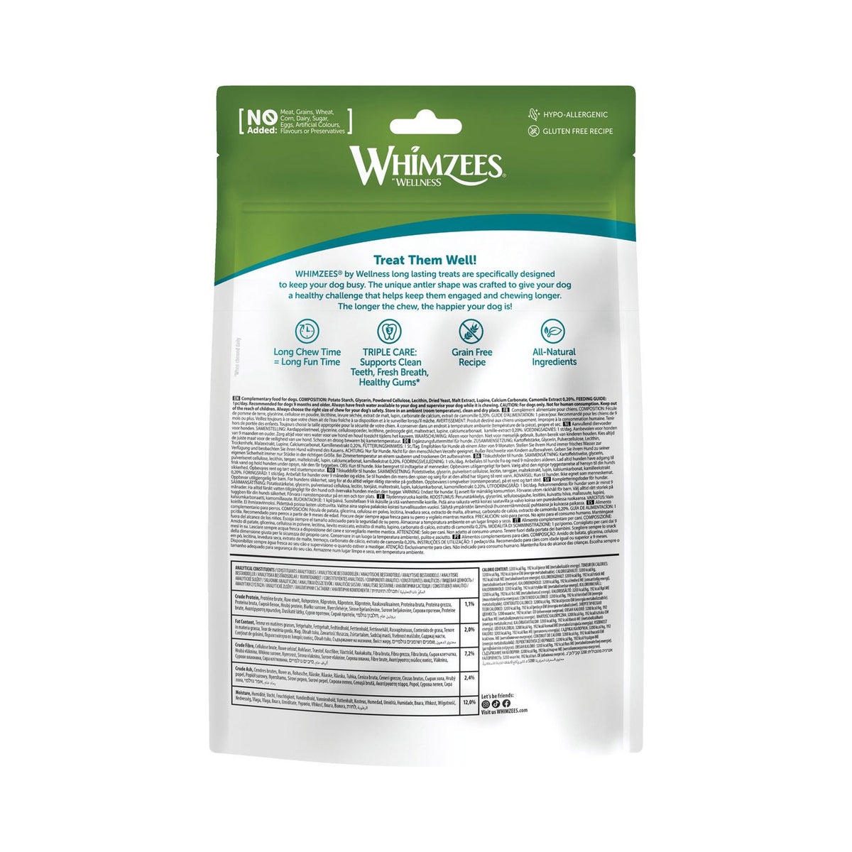 Whimzees Occupy Antler Natural Dental Chews for Dogs - Large (6pc)