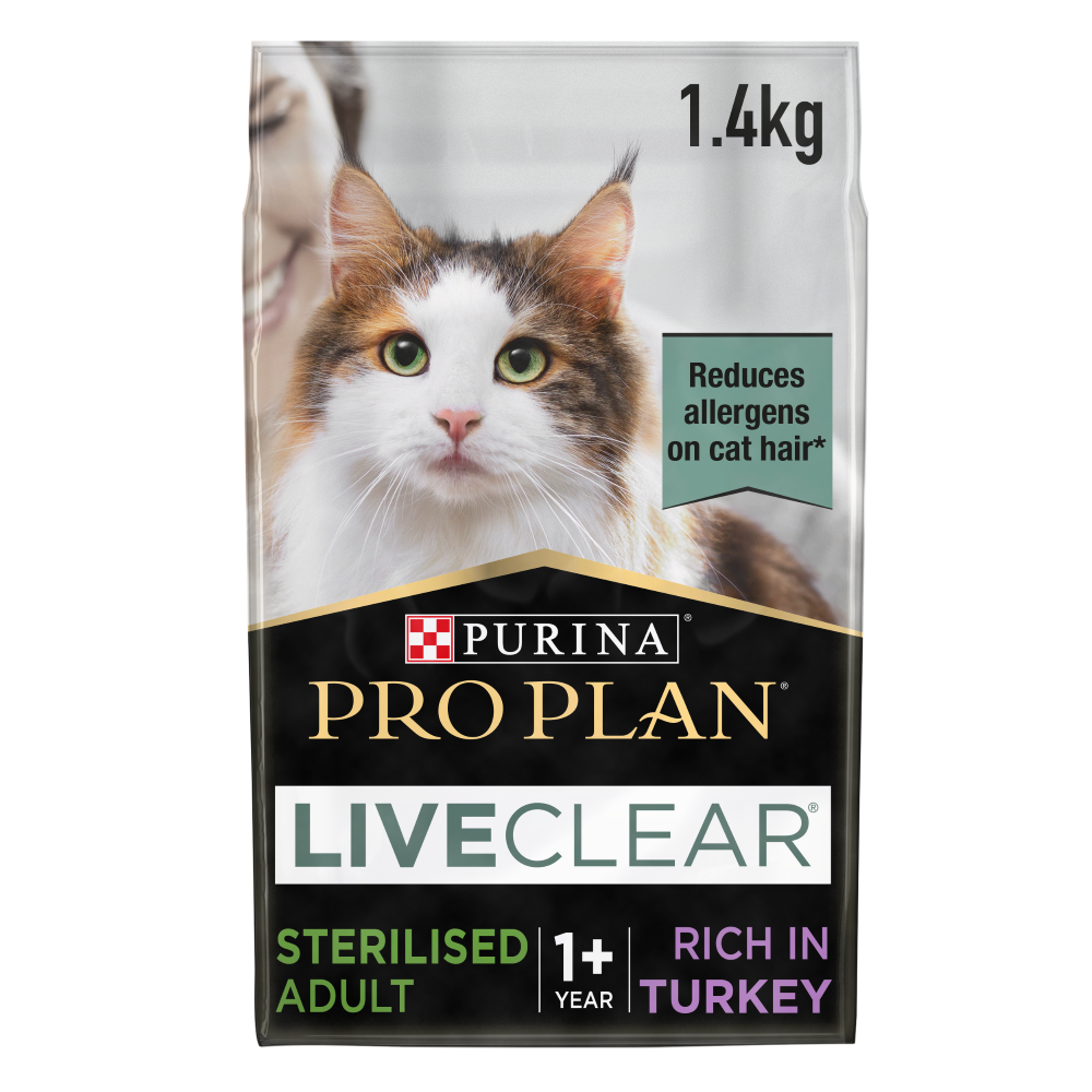 Purina Pro Plan LiveClear Sterilised Adult, Allergen Reducing Dry Cat Food with Turkey 1.4 kg