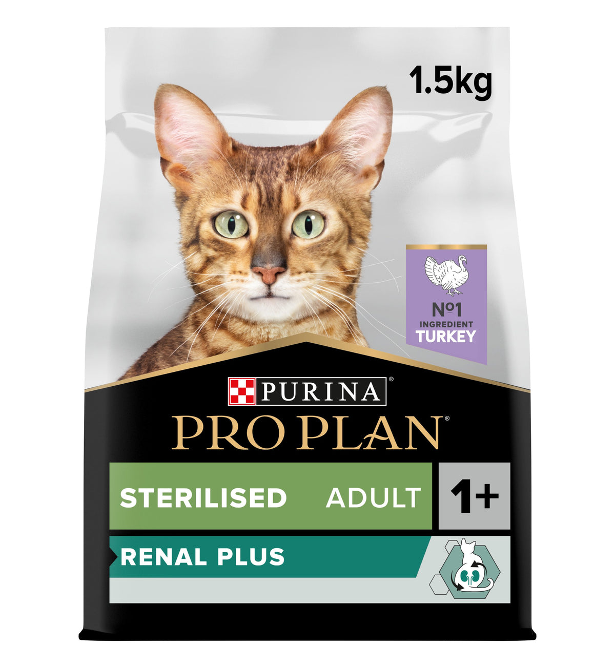 Purina Pro Plan Sterilised Adult Renal Plus Dry Cat Food with Turkey, 1.5 kg