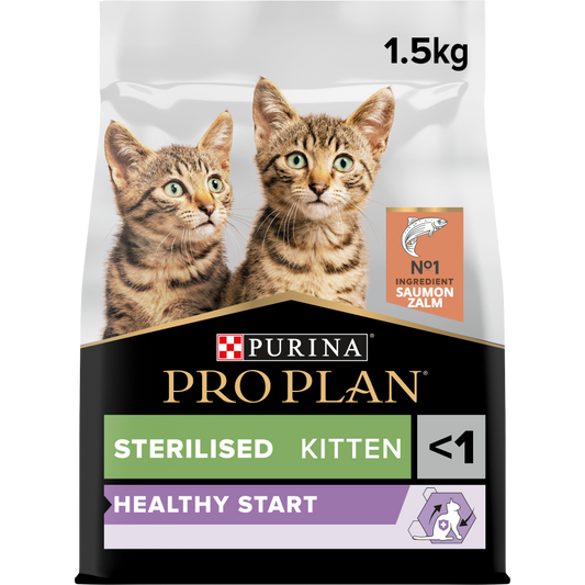 Purina Pro Plan Sterilised Kitten Healthy Start, Dry Cat Food with Salmon, 1.5 kg