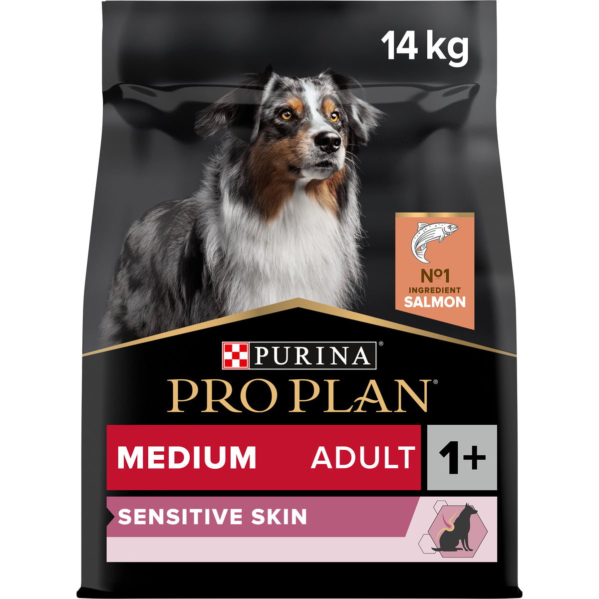 Purina Pro Plan Sensitive Skin Medium Adult, Dry Dog food with Salmon, 14 kg