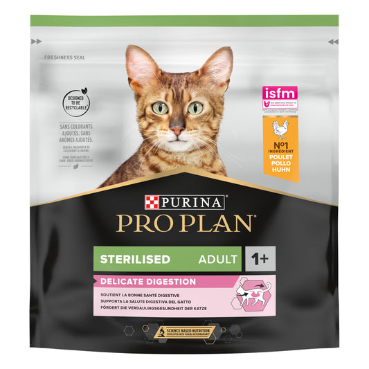 Purina Pro Plan Sterilised Adult Delicate Digestion Dry Cat Food with Chicken, 400 g