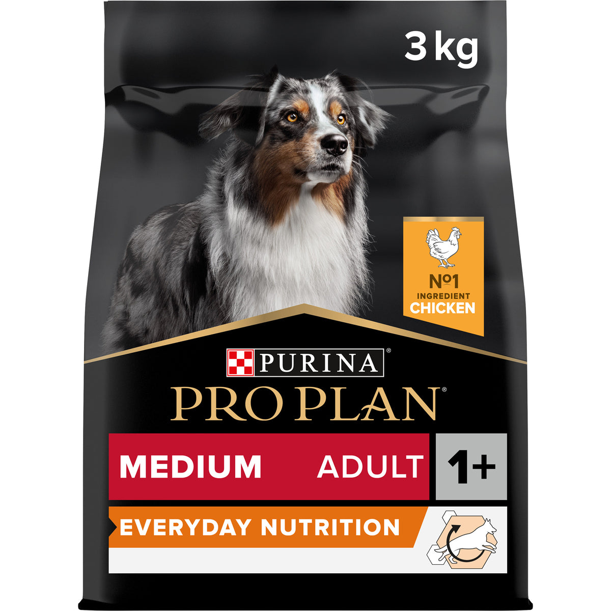 Purina Pro Plan Everyday Nutrition Medium Adult, Dry Dog food with Chicken, 3 kg