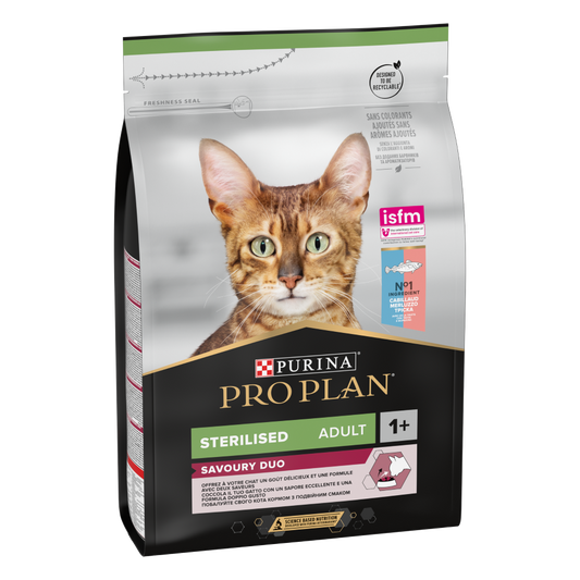 Purina Pro Plan Sterilised Adult Savory Duo Dry Cat Food with Cod and Trout, 3 kg
