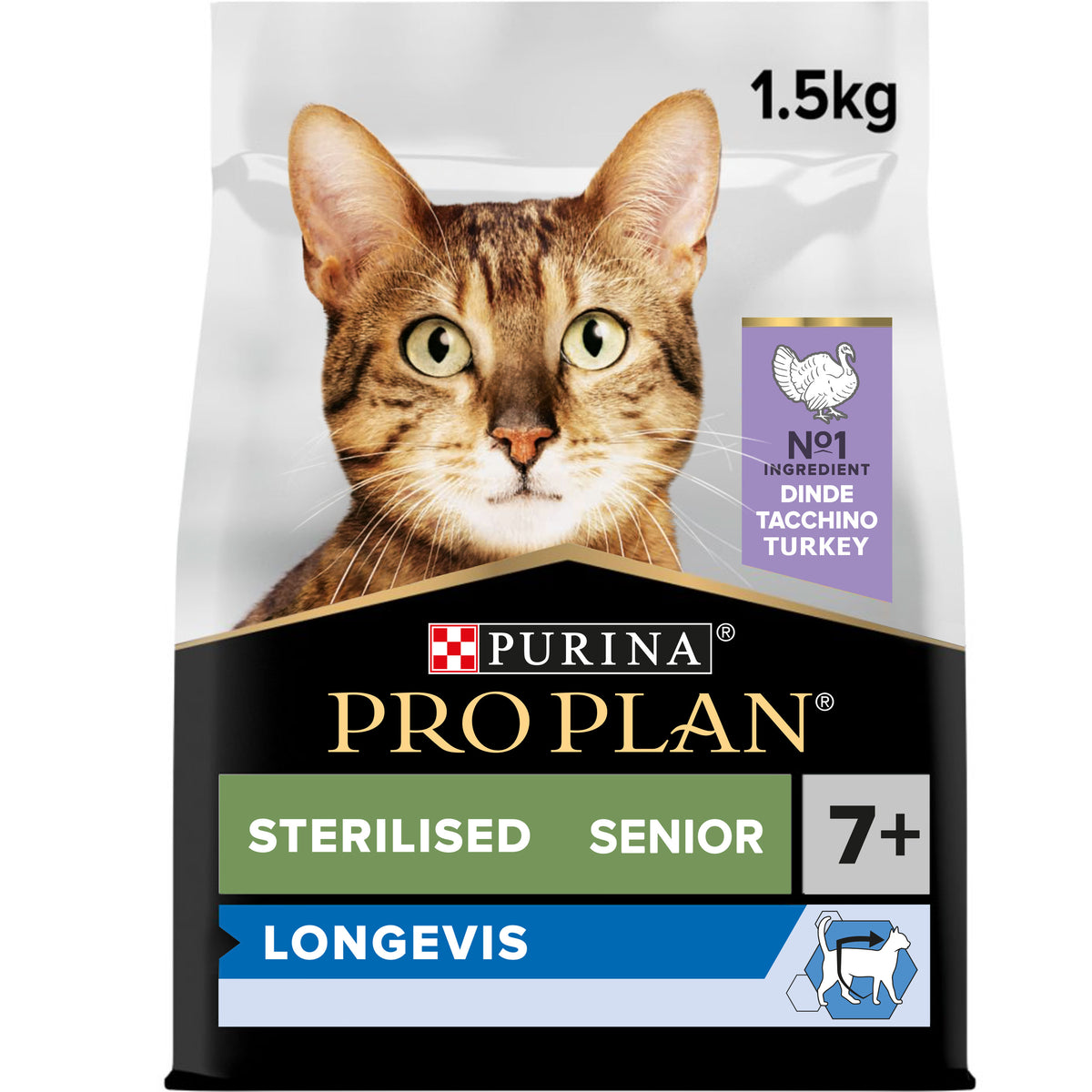 Purina Pro Plan Sterilised Senior 7+ Longevis Dry Cat Food with Turkey, 1.5 kg