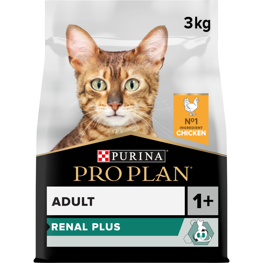Purina Pro Plan Adult Renal Plus Everyday Dry Cat Food with Chicken, 3 kg