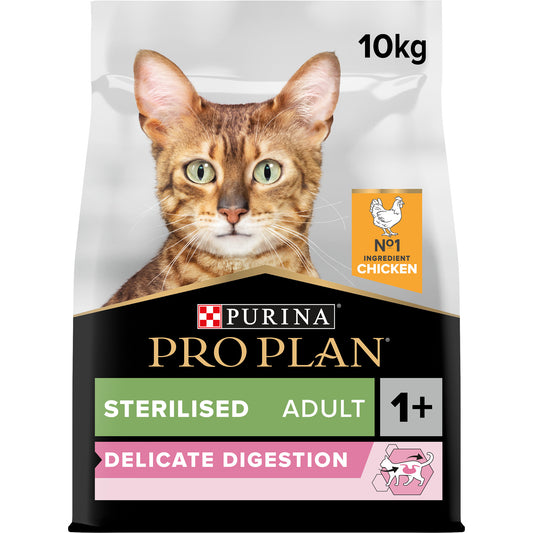 Purina Pro Plan Sterilised Adult Delicate Digestion Dry Cat Food with Chicken, 10 kg