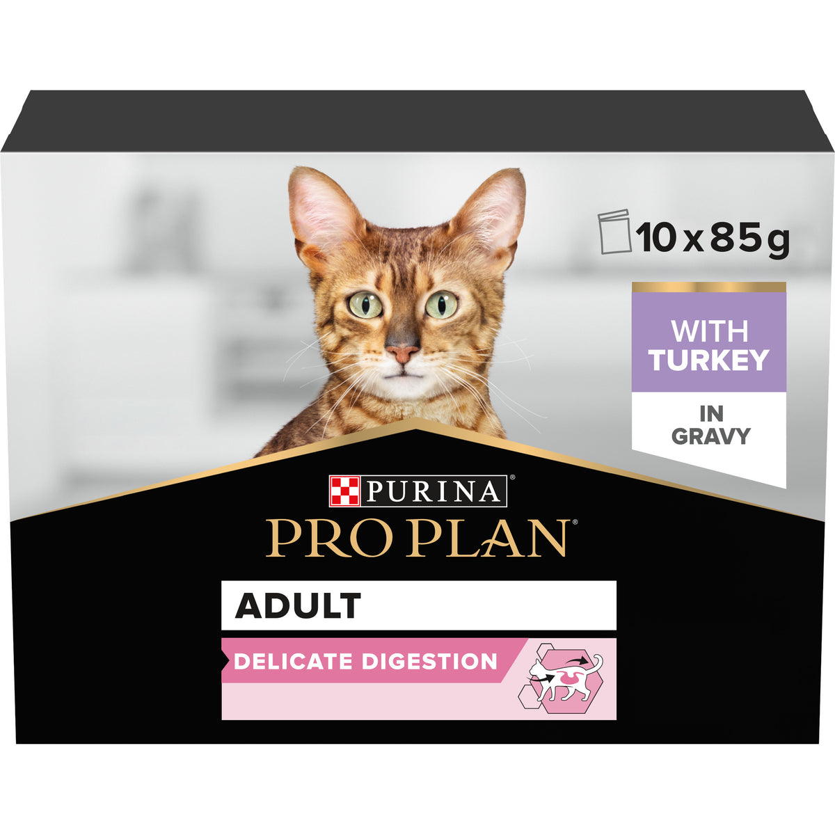 Purina Pro Plan Delicate Digestion Wet Cat Food, Turkey in Gravy, 10 x 85g