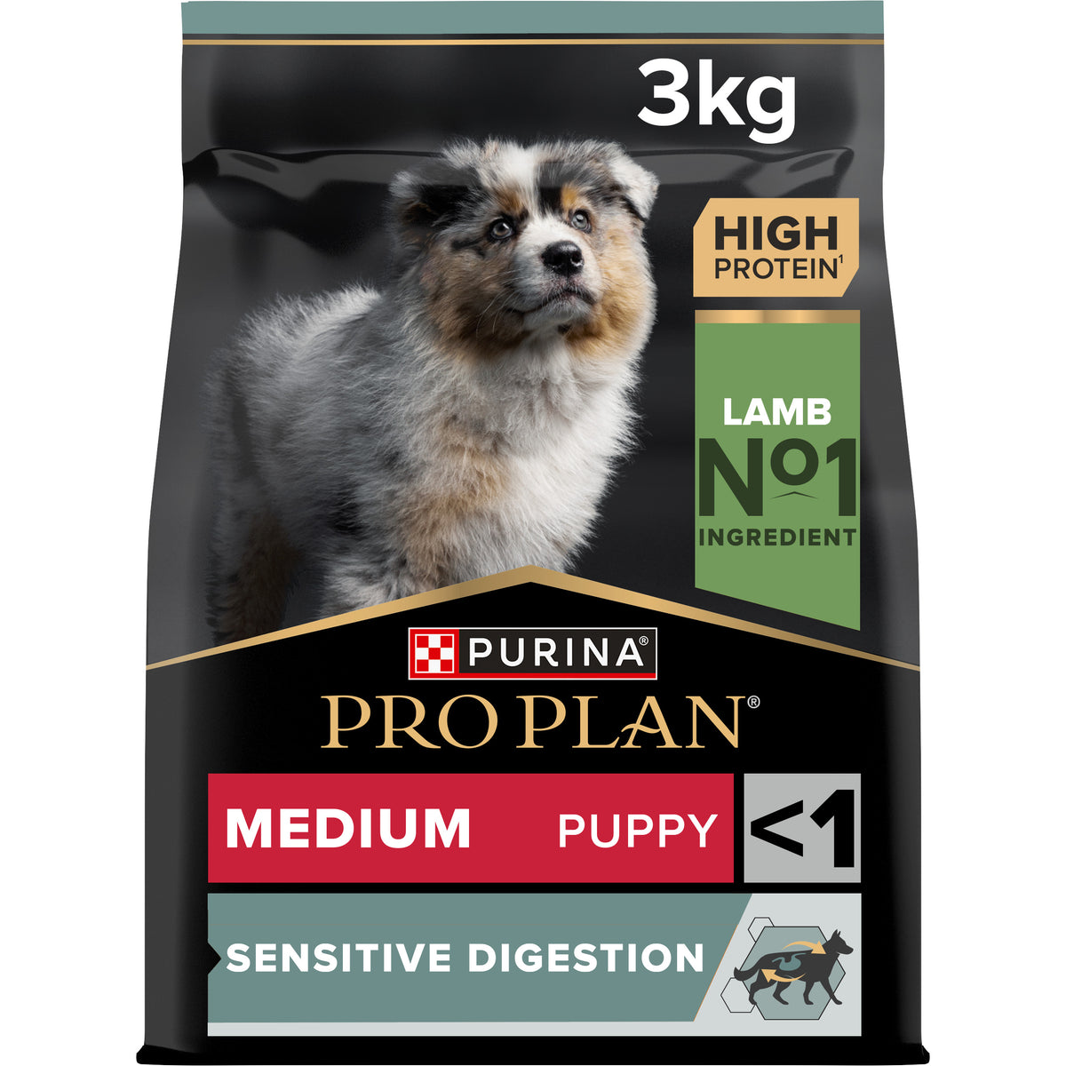 Purina Pro Plan Medium Puppy Sensitive Digestion, Dry Dog food with Lamb, 3kg