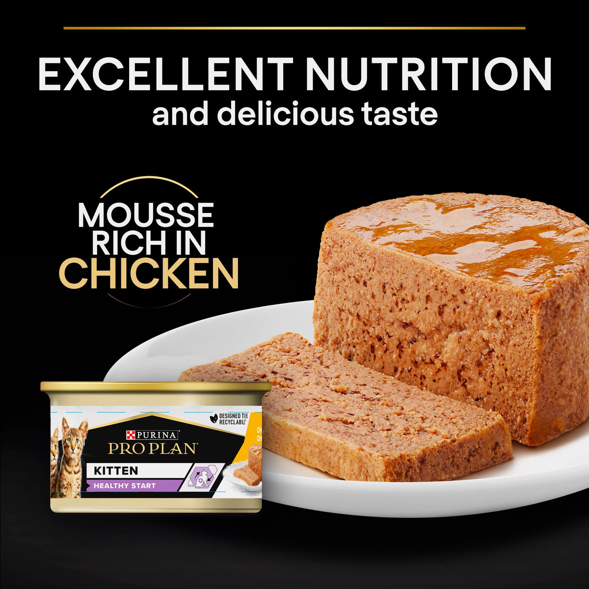 Purina Pro Plan Kitten Healthy Start, Wet Cat Food, Mousse rich in Chicken 85g