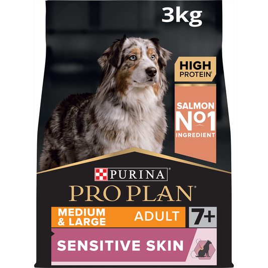 Purina Pro Plan Sensitive Skin Medium and Large Senior 7+, Dry Dog food with Salmon, 3 kg
