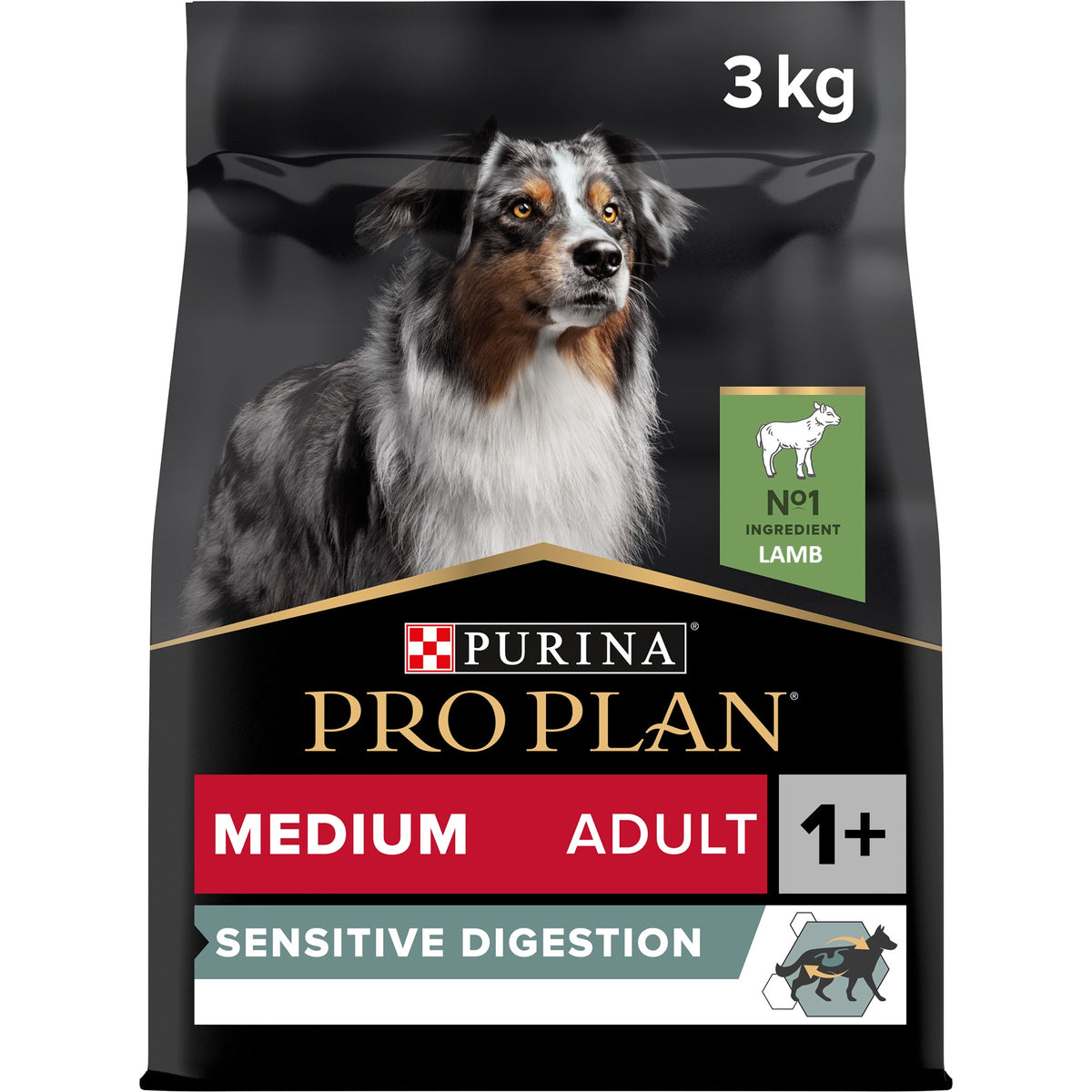 Purina Pro Plan Sensitive Digestion Medium Adult, Dry Dog food with Lamb, 3 kg