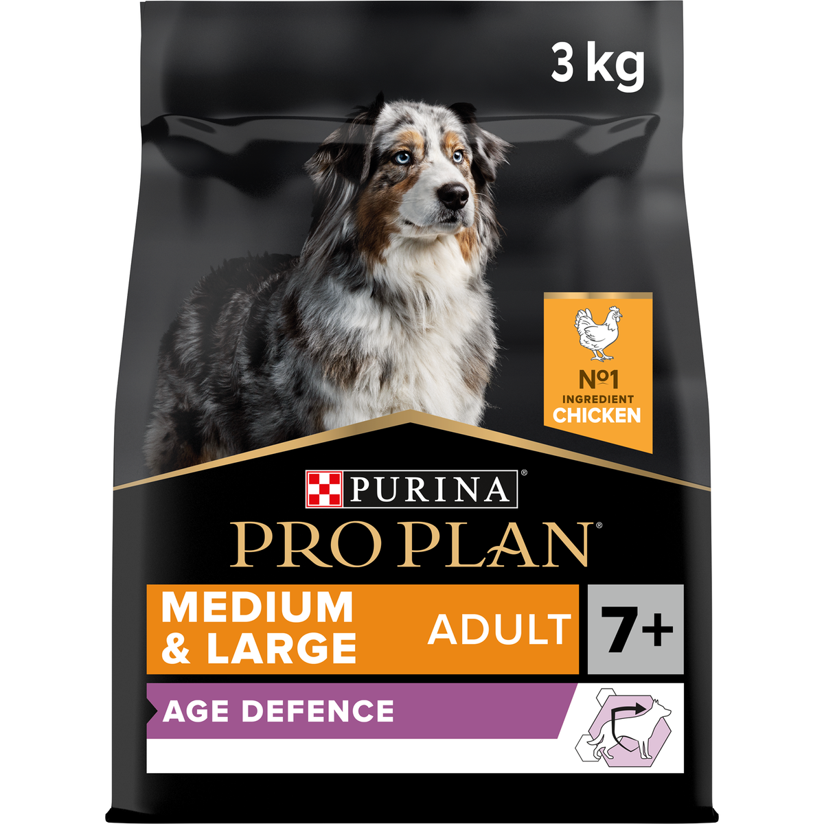 Purina Pro Plan Age Defence Medium and Large Senior 7+, Dry Dog food with Chicken, 3 kg