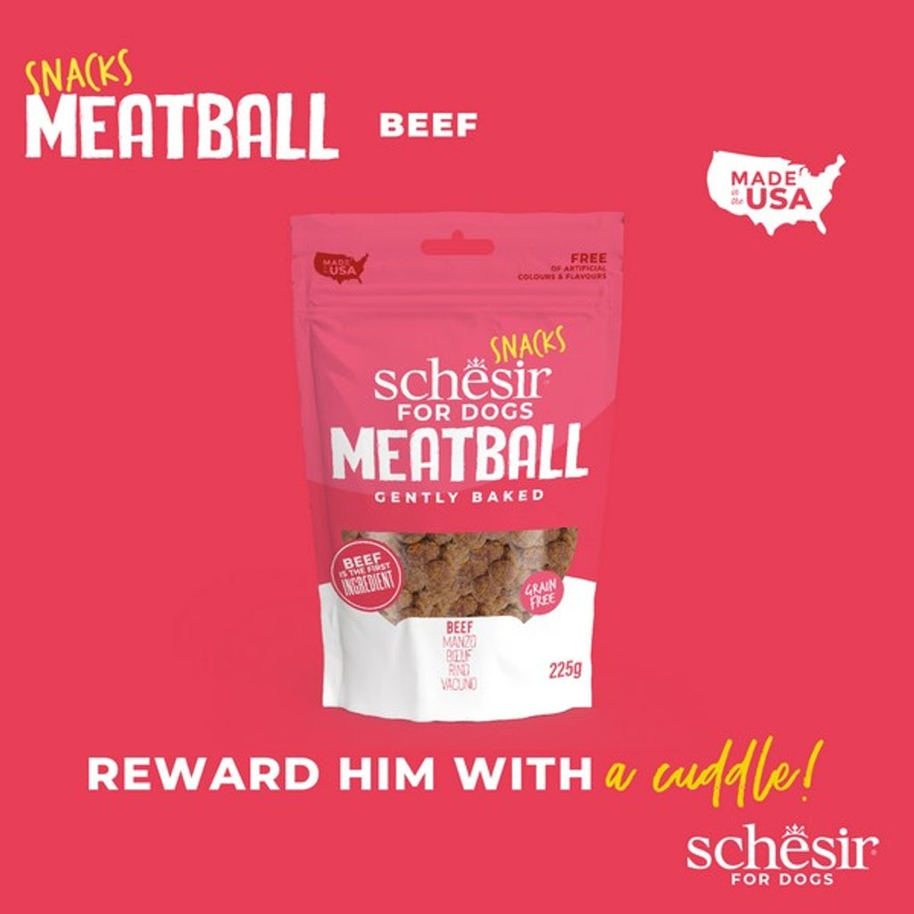 Schesir Grain-Free Dog Snacks Meat Balls 225g - Gently Baked Beef