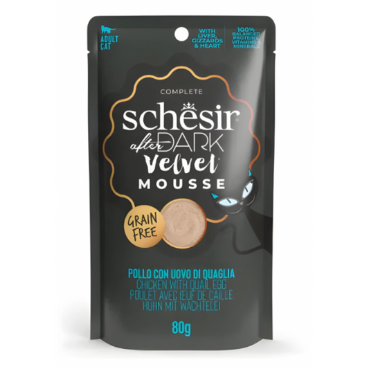 Schesir After Dark Velvet Mousse For Cat - Chicken With Quile Egg 80g