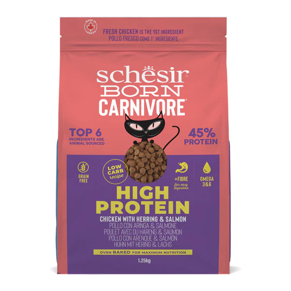 Schesir Born Carnivore Grain Free Oven Baked Dry Food [High-Protein] For Cat - Chicken with Herring & Salmon 1.25kg