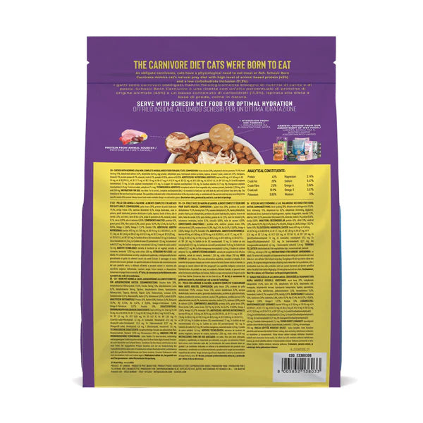 Schesir Born Carnivore Grain Free Oven Baked Dry Food [High-Protein] For Cat - Chicken & Herring 255g