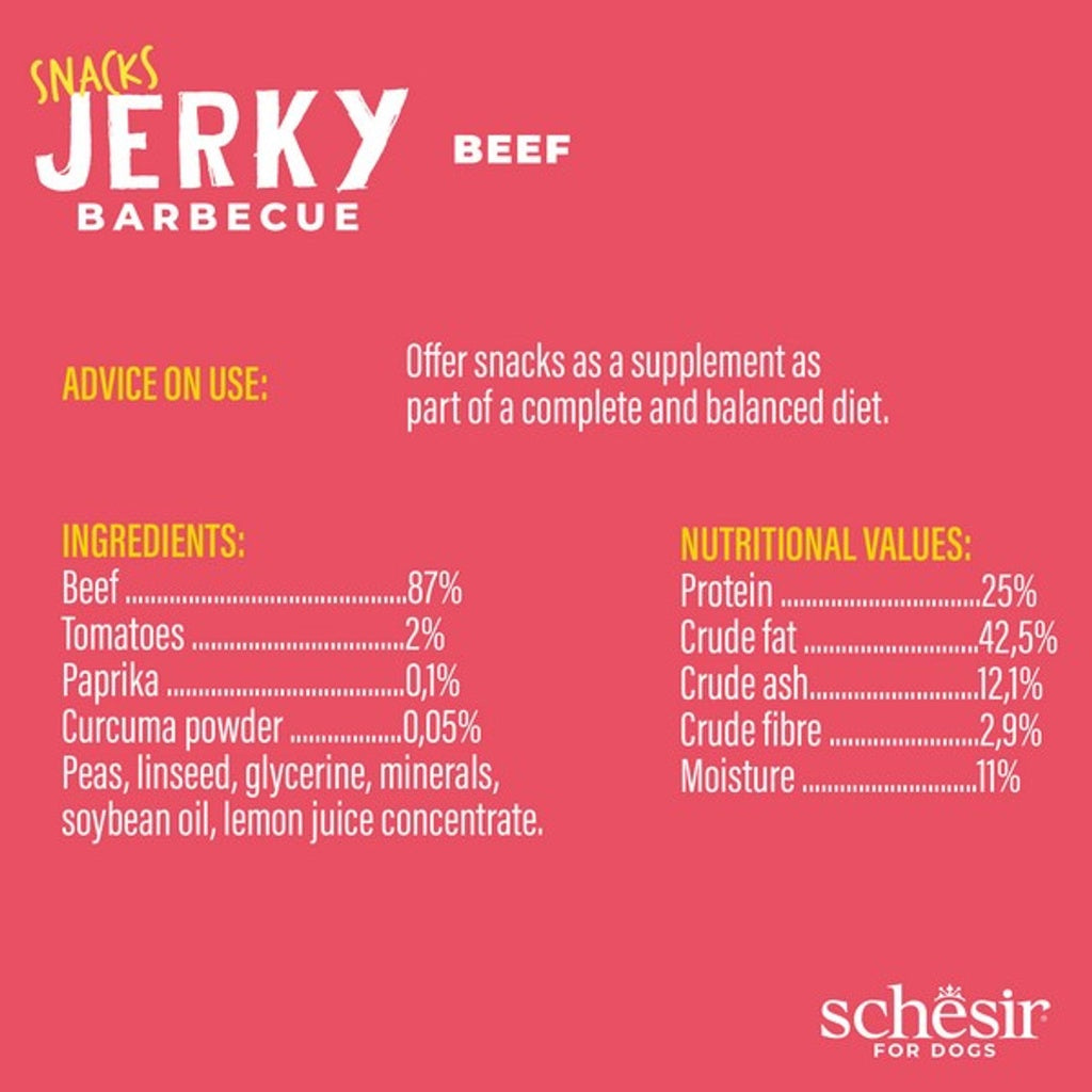 Schesir Grain-Free Dog Snacks Jerky 145g - BBQ Beef