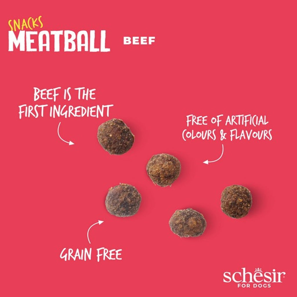 Schesir Grain-Free Dog Snacks Meat Balls 225g - Gently Baked Beef