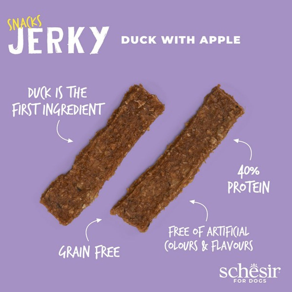 Schesir Grain-Free Dog Snacks Jerky 145g - Duck with Apple