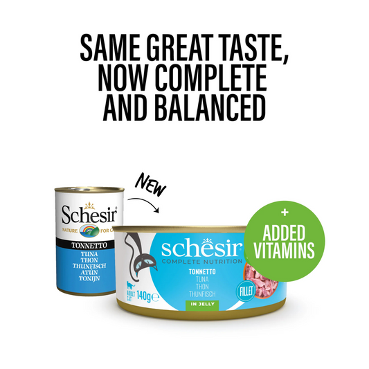 Schesir Complete & Balanced Nutrition Wet Cat Food in Jelly Can- Tuna 140g